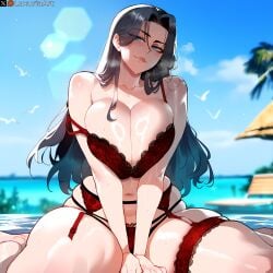 1girls ai_generated bare_arms bare_legs bare_shoulders bare_thighs big_breasts black_hair blue_eyes blush bra clothed clothing color female female_focus female_only hi_res irelia_xan large_breasts league_of_legends light-skinned_female light_skin lingerie long_hair looking_at_viewer luxuriaart panties riot_games solo solo_female tagme thiccwithaq_(ai_style) thick_thighs underwear