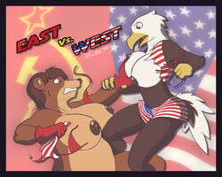 american_flag american_flag_bikini anthro bald_eagle bear female_only jane_(spotty_the_cheetah) natasha_(spotty_the_cheetah) soviet_flag soviet_union spotty_the_cheetah united_states_of_america