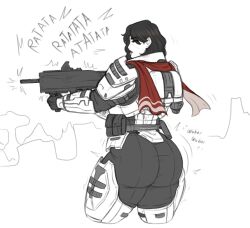 1girls armored armored_female asian asian_female athletic athletic_female clothed clothed_female female female_focus female_only franktonius gun muscular muscular_female ranged_weapon solo solo_female solo_focus toned toned_female weapon