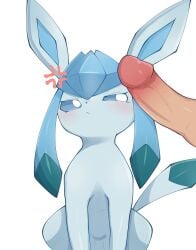 cross-popping_vein decensored duo eeveelution female feral generation_4_pokemon glaceon hi_res himimi human imminent_oral interspecies male male/female male_on_feral mammal nintendo pokemon pokemon_(species) pokephilia quadruped simple_background uncensored upset white_background