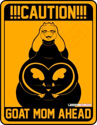 anthro big_breasts bovid breasts caprine caution_sign female goat huge_breasts mammal milf pictogram solo thewilldpink toriel undertale undertale_(series) warning_sign