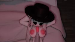 1boy 1girls 3d animated bed bedroom black_hat cute hat pink_nipples pov quitamase roblox roblox_avatar roblox_rthro robloxian self_upload sleep_molestation tagme titjob video white_skin