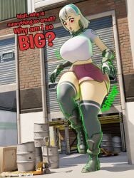 1girls 3d bigger_female comic doonography female female_only fortnite fortnite:_battle_royale giantess giantess-fan-comics growth lexa_(fortnite) tagme text watermark