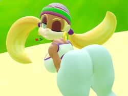 3d ass big_ass blonde dark_skin donkey_kong_(series) heart monkey monkey_girl skulltronprime969 tiny_kong twintails