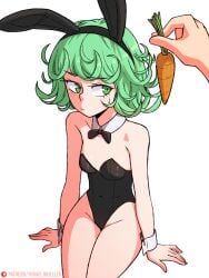 1girls bunny_girl bunnysuit carrot female female_focus green_eyes green_hair male man one-punch_man tatsumaki tobias_wheller