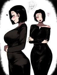 black_hair bob_cut color color_edit colorized curvy curvy_body curvy_female curvy_figure curvy_hips dress itadori_jin itadori_kaori jujutsu_kaisen kenjaku masoq095 naughty_face naughty_smile scar seductive seductive_eyes seductive_look seductive_smile short_hair smiling smiling_at_viewer tongue tongue_out