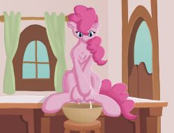 bakery big_crotchboobs bodily_fluids breast_milking callichrome crotchboobs earth_pony equid equine female feral fluffy friendship_is_magic hasbro hi_res horse lactating lactation mammal my_little_pony nipples pinkie_pie_(mlp) pony sitting solo