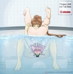 2girls air_bubbles asphyxiation barefoot bubbles doki_doki_literature_club drowning female female_only hot_tub human lesbian lesbian_sex monika_(doki_doki_literature_club) multiple_girls natsuki_(doki_doki_literature_club) onionfairy99 onionfairylewds partially_submerged partially_underwater_shot strap-on underwater upside-down water yuri