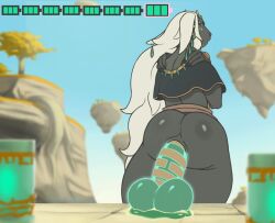 2024 anal anal_sex animated anthro ass bottomless clothed clothing detailed_background dildo hair hamili male male_only nintendo partially_clothed penetration rauru_(tears_of_the_kingdom) sex_toy solo solo_male tears_of_the_kingdom the_legend_of_zelda white_hair zonai