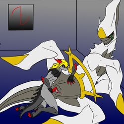 arceus claws color dragonofdarkness13 female insertion interspecies male nude penis pokemon sex side_view size_difference straight tagme vulva