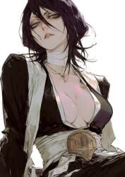 1girls ai_generated bleach cleavage female female_only kuchiki_rukia robes short_hair small_breasts solo tagme