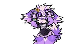 animated animation_meme_community arklos_(toffgru) big_thighs blonde_hair caramelldansen claws dancing fennec furry horns kiarahell_(artist) male oc paws purple_fur toffgru toffgru_(artist) tongue_out