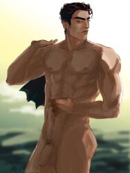 1boy black_hair flaccid jojo's_bizarre_adventure jotaro_kujo lisachoi male male_only nude_male penis pubic_hair solo stardust_crusaders