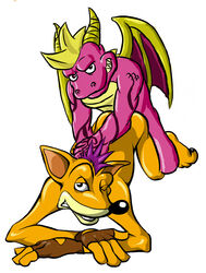 2010 2boys anthro anti_dev azul_(artist) bandicoot blank_background buggery color crash_(series) crash_bandicoot crash_bandicoot_(series) crossover dragon fur furry gay interspecies male male/male male_only mammal marsupial multiple_males simple_background spyro spyro_the_dragon tagme video_games white_background yaoi