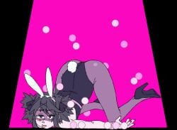 1boy bunnysuit colored cosplay fake_animal_ears fake_ears fake_rabbit_ears femboy girly grey_(hypnos_lullaby) grey_hair hypnos_lullaby male male_focus male_only rabbit_hole_(cosplay) rabbit_hole_(deco*27/caststation) rabbit_hole_(vocaloid) redraw solo