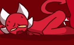 2boys anal anal_sex anon cute demon demon_horns gay geometry_dash heart_eyes insane_demon male/male male_penetrated male_penetrating non-human open_mouth red_skin sex simple_background sweating toony veneno yellow_eyes