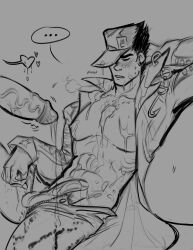 cum cum_on_body dilf erection gay goodjojomart jojo's_bizarre_adventure jotaro_kujo male male_only open_clothes penis stand_(jjba) standcest star_platinum stone_ocean veiny_penis yaoi