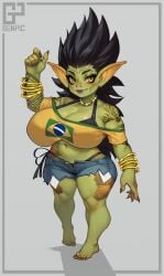 ai_generated brazil brazilian brazilian_miku breasts character_design digital_art fanart feet genpic gobbo goblin goblin_girl halloween original_character saiyan toes vocaloid