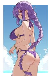 1girls ass bikini braid breasts butt ebora fate/grand_order fate_(series) female large_ass large_breasts light-skinned_female long_hair purple_eyes purple_hair sion_eltnam_atlasia swimsuit tsukihime type-moon youngmanisdown