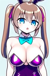 ai_generated bangs big_breasts bowtie bowtie_collar breasts bunny_ears bunny_girl bunnysuit female female_only fully_clothed indie_virtual_youtuber light_brown_hair neuro-sama pixai purple_bunnysuit simple_background streamer turquoise_eyes twintails upper_body virtual_youtuber