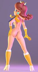 1girls 3d afterhoursdaisy ass boots breasts dark_skin exposed_torso female footwear handwear human mario_(series) mario_kart neckwear nintendo pose posing princess_daisy scarf tan_body