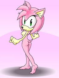 amy_rose anthro argento ass beige_skin breasts color feet female female_only fur furry hedgehog hyper_eyes nipples nude pink_fur solo sonic_(series) standing tagme toony