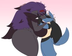 big_breasts dart(dewwydartz) dewwydarts dewwydartz female kissing lucario nea(dewwydartz) pokémon_(species) pokemon pokemon_(species) tagme wholesome zoroark