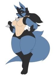 big_breasts dewwydarts dewwydartz female female_lucario furry lucario pokemon pokemon_(species) tagme