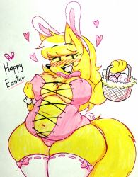 anthro basket big_ass big_belly big_breasts big_butt big_hips big_stomach blush bow breasts bunny_costume bunny_ears bunny_girl bunnysuit chubby chubby_anthro chubby_female chubby_furry clothed clothing easter_bunny erect_nipples female female_only fox fur furry furry_fox furry_only hand_on_breast heart hyper kobito_mrow kobito_mrow_(artist) long_hair loquendo loquendo_youtuber ninetales nintendo open_mouth pink_clothes pink_clothing pokémon_(species) pokemon redbromer redbromer_td rule_63 socks solo tail wide_hips wide_thighs yellow_fur youtube_avatar youtube_hispanic youtuber