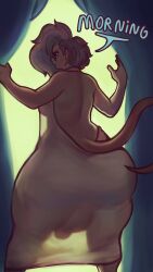 absurd_res anthro ass balls big_balls big_butt black_sclera davey_(diadorin) diadorin genitals gynomorph hi_res intersex looking_at_viewer looking_back mammal murid murine rat rodent solo thick_thighs translucent wide_hips yellow_eyes