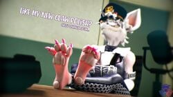 16:9 3d 4k absurd_res blender_(disambiguation) clothing colored_nails foot_fetish fur furry hi_res mammal murid murine nails officer_flint officer_flint_(foretbwat) pawpads police rat rodent uniform white_body white_fur widescreen