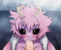 1boy 1girls big_penis blowjob circumcised erection fellatio female horns looking_at_viewer male male_pov mina_ashido my_hero_academia oral penis pink_hair pink_skin pov pov_eye_contact saliva self_upload spydro straight yellow_eyes