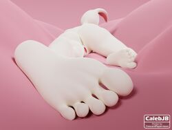 3d_(artwork) 5_toes anthro barefoot beastars blender_(software) calebjb digital_media_(artwork) feet female foot_fetish fur genitals hare haru_(beastars) humanoid_feet lagomorph leporid mammal nude plantigrade pussy rabbit simple_background solo toes white_body white_fur