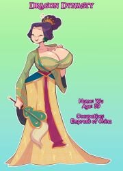 asain asian_female big_breasts big_hips big_thighs character_bio character_profile character_sheet chinese chinese_clothes cleavage dragon_dynasty empress female female_focus female_only hourglass_figure huge_breasts large_ass large_butt milf oc original_character samson_00 wide_hips wu_(samson)