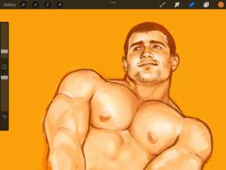 bara facial_hair muscular_male nipples peggy9ty solo_male wip