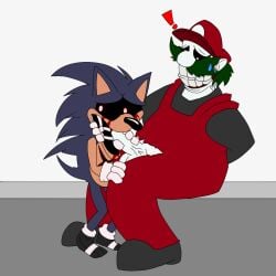 ! 1:1 anthro creepypasta demon duo eulipotyphlan exposed_torso footwear forced gay handwear hedgehog hi_res human humanoid lord_x male male/male male_only mammal mario mario_(series) mostly_nude mx(mari0_b0t) mx_(mario_85) nintendo oral oral_sex sega sex sonic.exe sonic_(series) sonic_the_hedgehog video_games