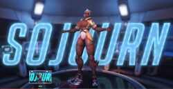 3d african_female bionic_arm bionic_leg breasts_out brown_skin diklonius edit female female_only gilf gray_hair huge_breasts mature_female overwatch overwatch_2 screenshot screenshot_edit sojourn_(overwatch) thick_thighs