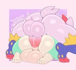anal anal_sex animal_crossing anthro anthro_on_anthro anthro_penetrated anthro_penetrating anthro_penetrating_anthro anus ass balls big_ass big_balls big_butt big_penis cinderace crossover duo femboy frumples gay genitals girly lagomorph leporid male male/male male_cinderace male_only male_penetrated male_penetrating male_penetrating_male mammal nintendo onomatopoeia penetration penis pokémon_(species) pokemon pokemon_(species) rabbit sasha_(animal_crossing) sex video_games