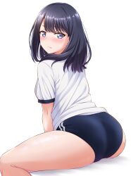 1girls ass black_hair bloomers blush buruma eye_contact female gym_uniform long_hair looking_at_viewer mibushiro ssss.gridman takarada_rikka thick_thighs thighs