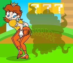 animatedjames big_ass big_butt fart fart_cloud fart_fetish farting jeans looking_back mario_(series) princess_daisy shart sharted sharting super_mario_bros. tight_jeans yoshizilla