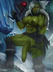 1futa athletic_futanari balls big_balls big_breasts breasts flaccid futa_only futanari green_skin horde huge_cock humanoid humanoid_penis ice large_breasts muscular muscular_futanari nipple_piercing nipple_rings nipples nyuunzi orc orc_futanari penis pubic_hair solo solo_futa standing thunder_thighs veiny_penis world_of_warcraft