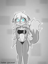 cyan_eyes feline furry furry_female glowing_eyes gray_hair gris_swimsuit large_hair lexita long_hair mus(lexita) sfw