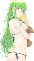 1girls big_breasts bikini c.c. code_geass female green_eyes kou_mashiro long_hair sideboob solo swimsuit tagme transparent_background yellow_eyes