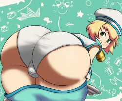 1boy arc_system_works ass ass_focus back balls balls_in_panties bending_over bent_over big_ass big_butt blazblue blonde_hair bottom_heavy bubble_ass bubble_butt bulge bulge_through_clothing butt_focus curvaceous curvy dat_ass expansion femboy flustered green_eyes hair heart-shaped_pupils highres hips huge_ass huge_butt imstupid13 looking_at_viewer looking_back open_mouth open_smile panties platinum_the_trinity presenting presenting_hindquarters rear_view rubbing rule_63 sailor_uniform short_hair shorts smile smiling_at_viewer solo sweatdrop thick thick_ass thick_thighs thighs trap underwear wide_hips