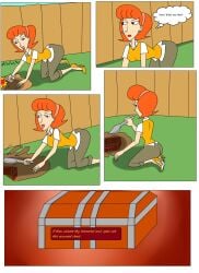 blue_eyes carlosfco clothed comic disney disney_channel english_text female linda_flynn-fletcher phineas_and_ferb red_hair speech_bubble