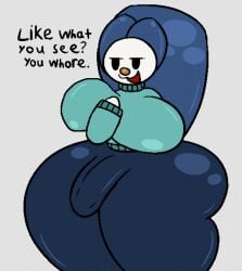 1futa anthro big_breasts bottom_heavy breasts clothed clothing dialogue erection_under_clothes fully_clothed furry futa_only futanari huge_breasts humanoid_penis hyper hyper_ass lewdyoshyboy long_hair oshawott pokemon pokemon_(species) solo standing text thick_thighs wide_hips