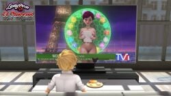 1boy 3d adrien_agreste blonde_hair breasts edit eiffel_tower ferjuasi france male miraculous_ladybug paris red_hair screenshot screenshot_edit