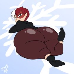 1boy ass big_ass big_butt butt dat_ass fat_ass fat_butt fully_clothed huge_ass huge_butt looking_at_viewer male male_only my_hero_academia shortstack shounen_jump shouto_todoroki solo sweetspicymann thick_ass thick_butt