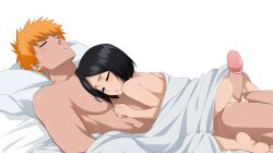 1boy 1girls bleach erect_while_sleeping erinite02 ichigo_kurosaki kuchiki_rukia size_difference sleep_sex sleeping