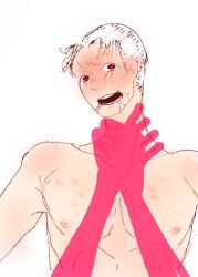 1boy attack_on_titan choking disembodied_hands heart_eyes hickey_marks looking_at_viewer male_only marco_bodt pleasure_face saliva_trail shingeki_no_kyojin submissive_male tears_of_pleasure torso_shot